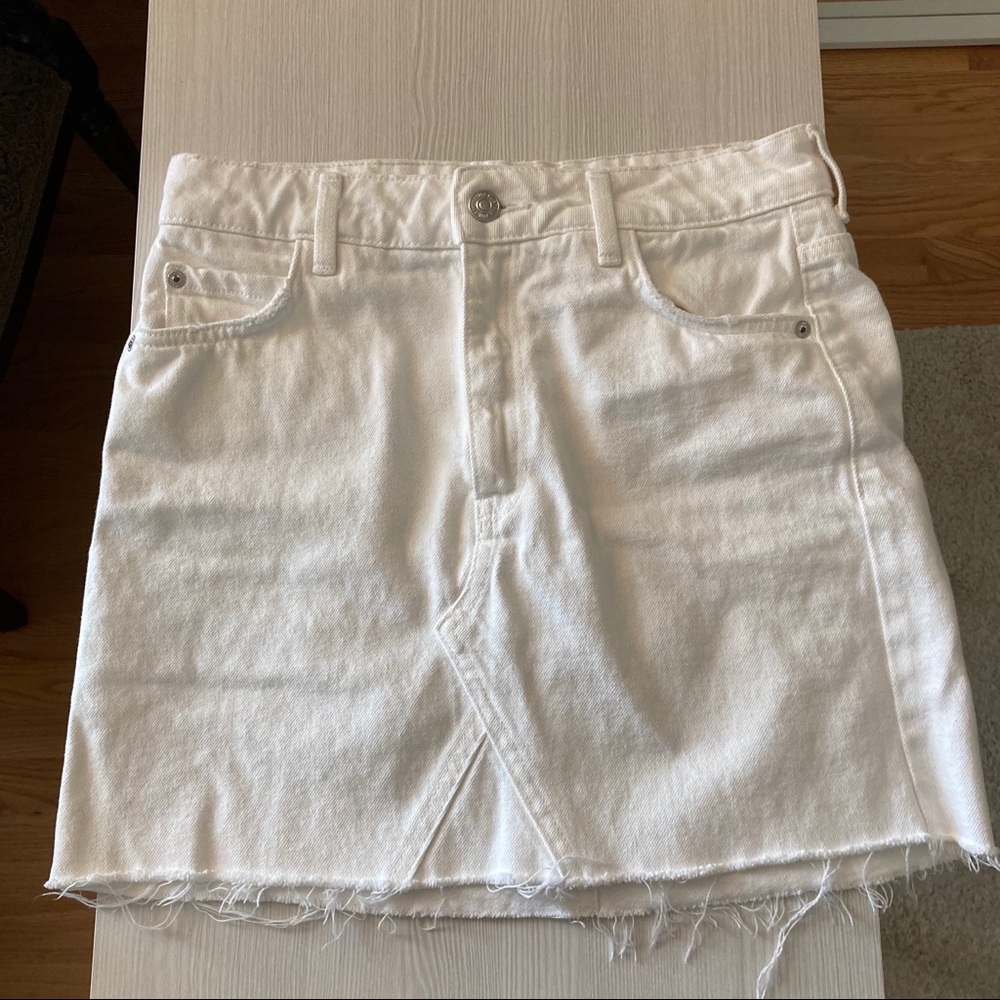 Mango white denim skirt